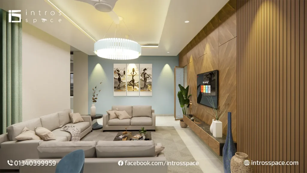 GULZAR VAI RESIDENCE RENDER tv unit interior design in Bangladesh